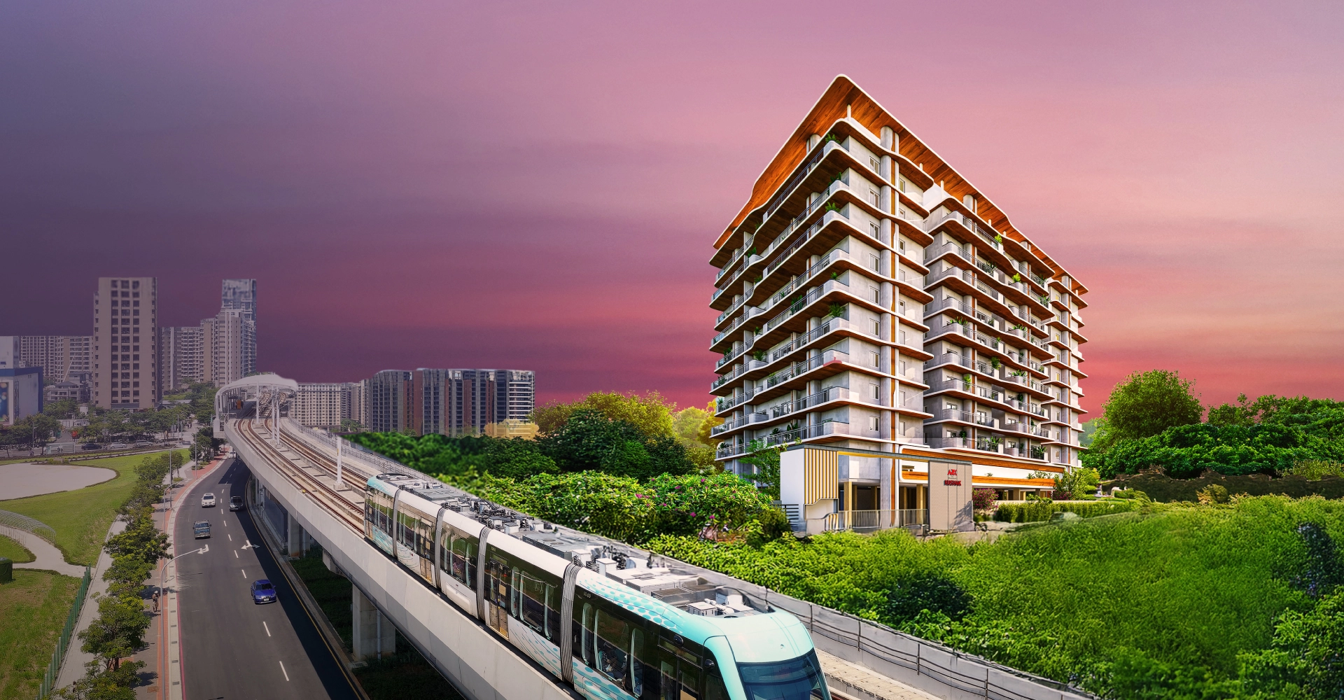 Modern living room showcasing luxury apartment interiors at Ark Kushak