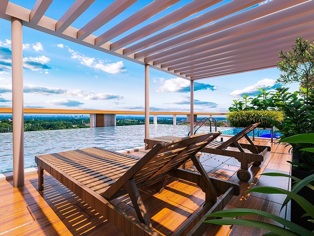 Rooftop infinity pool with city views